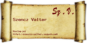 Szencz Valter névjegykártya